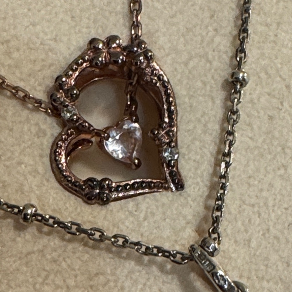 Folli Follei two necklaces Silver and Gold Cross and heart Necklace  925 silver. - Picture 8 of 16